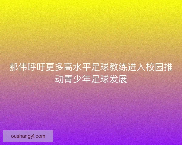 郝伟呼吁更多高水平足球教练进入校园推动青少年足球发展