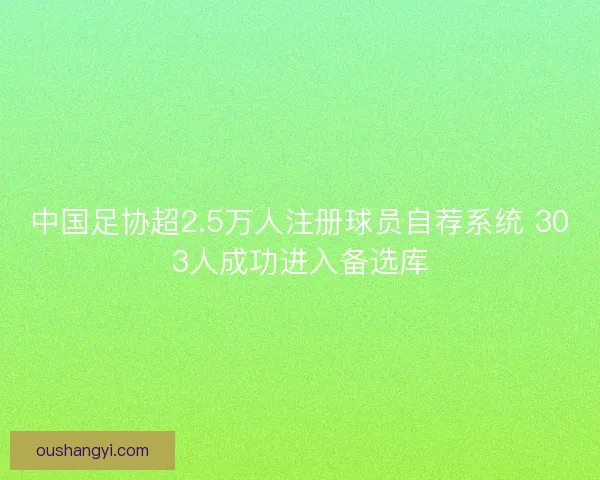 中国足协超2.5万人注册球员自荐系统 303人成功进入备选库